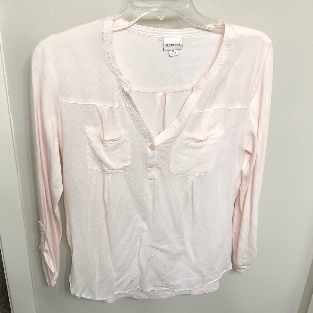 MERONA Light Pink blouse with pockets.